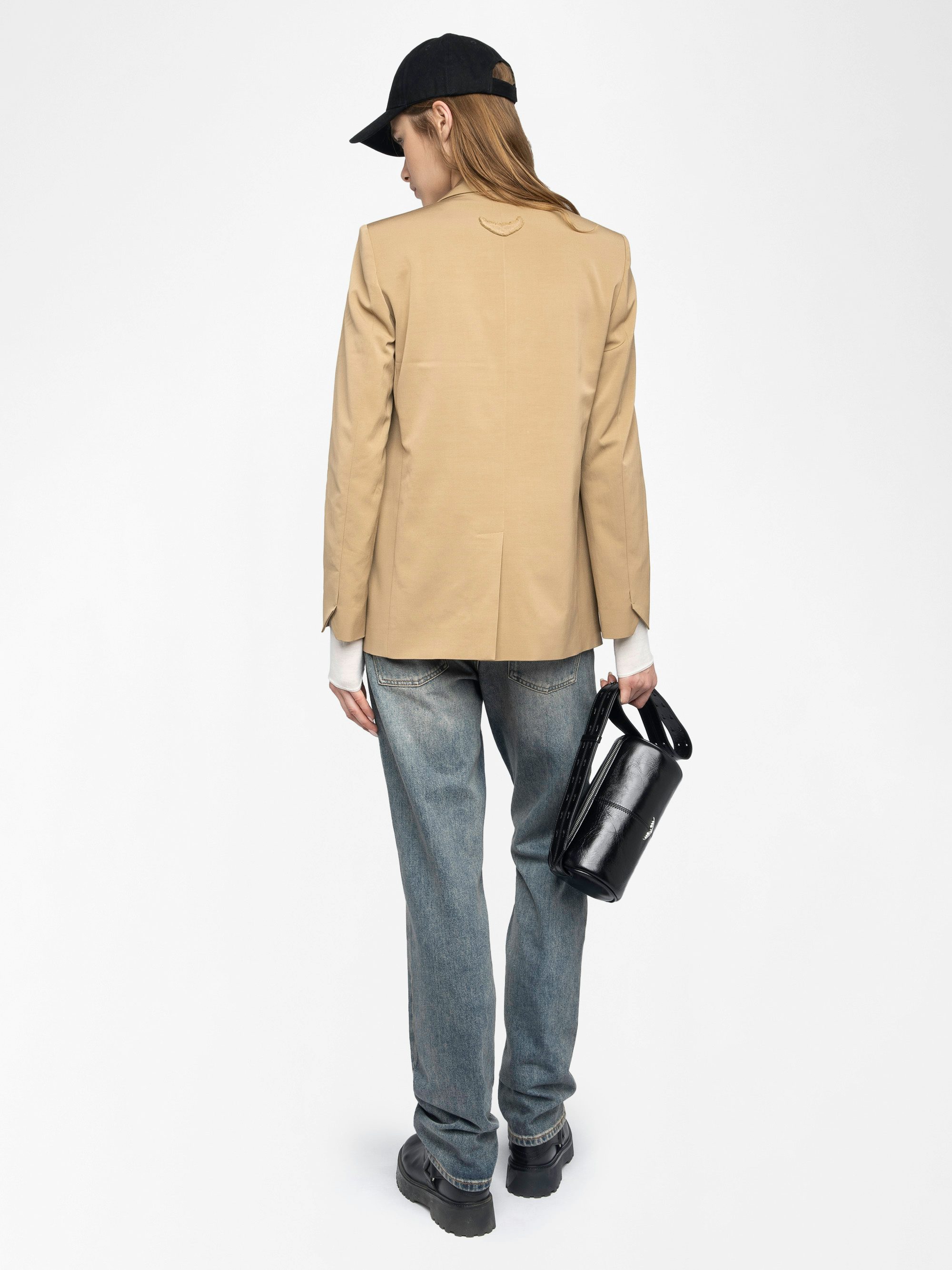 Vanille Blazer - Regular fit straight blazer in ottoman fabric with button fastening.